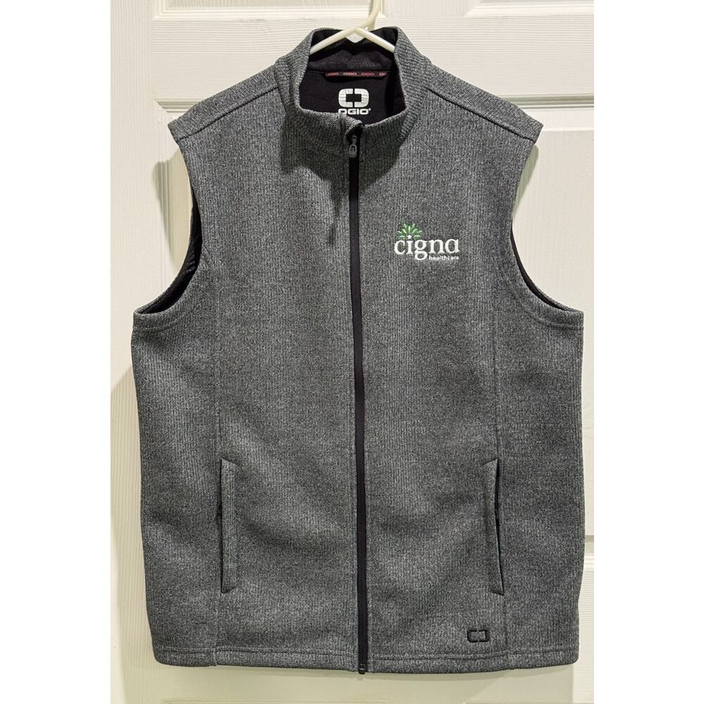 Ogio Vest Men's Size XL Golf Zipped Pockets Full Zip Heavy Knit Textured Gray